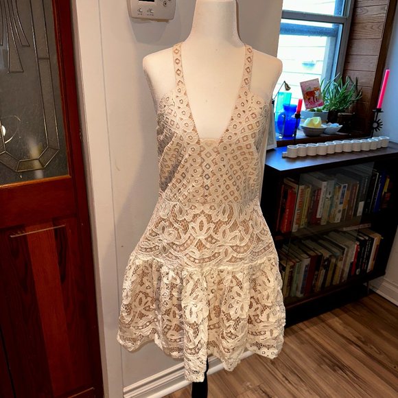 BCBG - White Eyelet/Lace Summer Dress - Picture 1 of 2